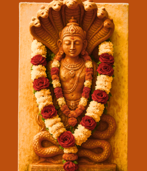 Decorated Naga Devata idol worshipped during the Naga Panchami festival
