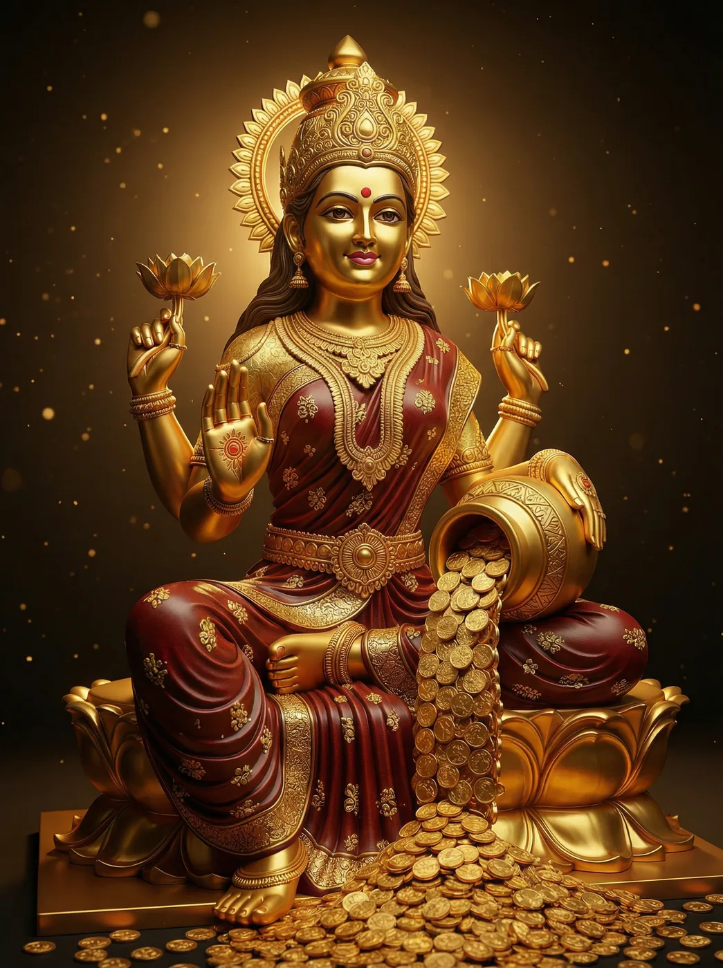 Goddess Mahalakshmi Navaratri pooja Chennai Tamil Nadu India 2026 with deepam lamps and gold decorations
