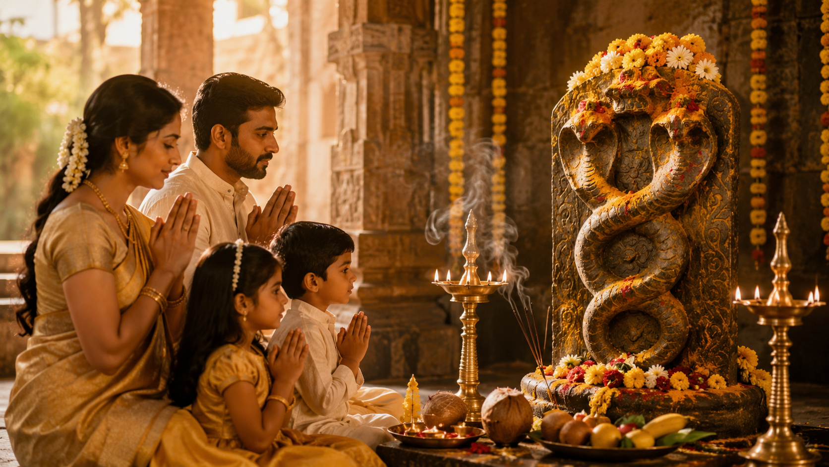 Family participating in personalized Naga Panchami Puja 2026