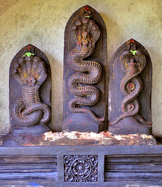 Ancient Naga Devata stone idols associated with protection and blessings