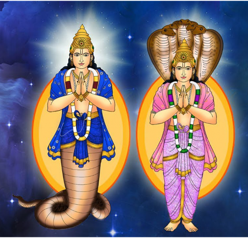 Rahu and Ketu deities associated with Naga Panchami Puja and planetary balance
